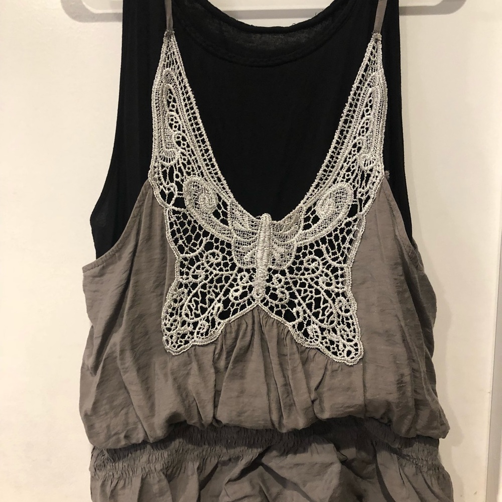 Gray and black butterfly shirt